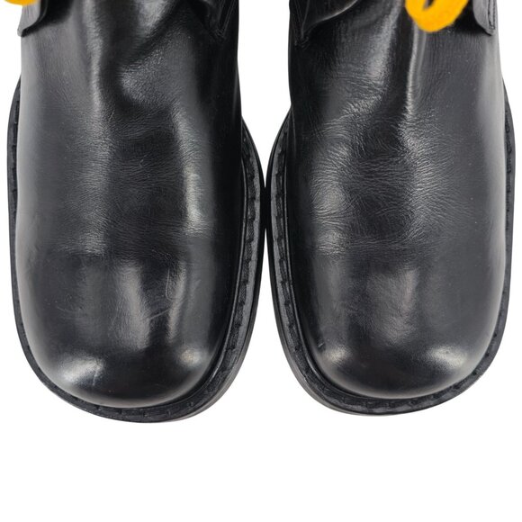 Vintage Paul May Italy Black Leather Chukka Ankle Boots Mens 9W Wide Tall Heels - Picture 10 of 11